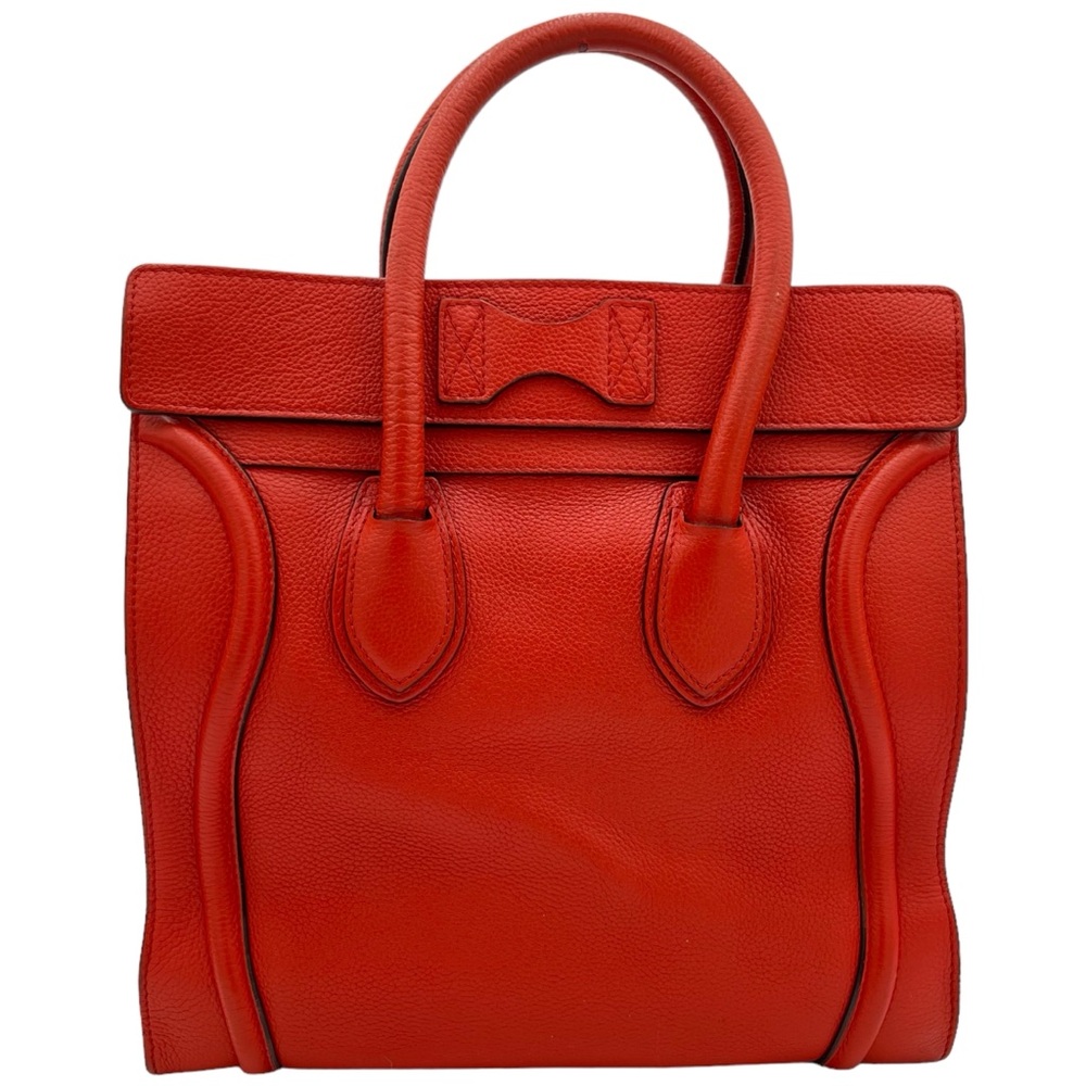 Celine Mini Luggage Tote Vermillion Drummed Calfskin Leather Bag - Picture 6 of 14